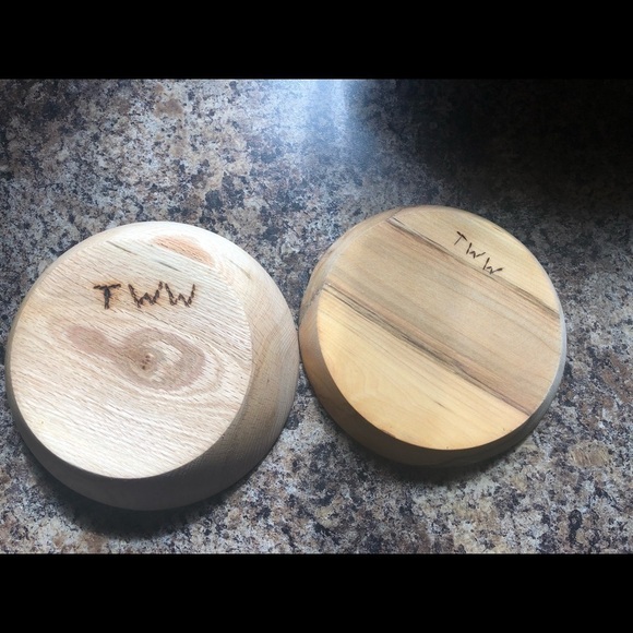 Handcrafted Wood Bowl/Plate Local WI Artist Set Farmhouse Natural Wood 7.5”X2.5” - Picture 2 of 2
